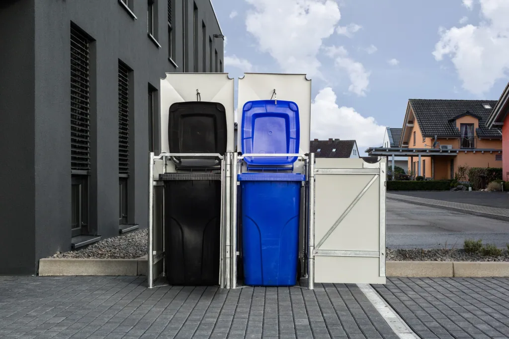 Mülltonnenbox 2er Box, Kunststoff schwarz, für 240 l Tonnen