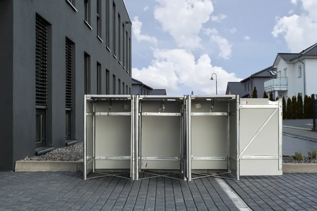 Mülltonnenbox 3er Box, Kunststoff schwarz, für 240 l Tonnen