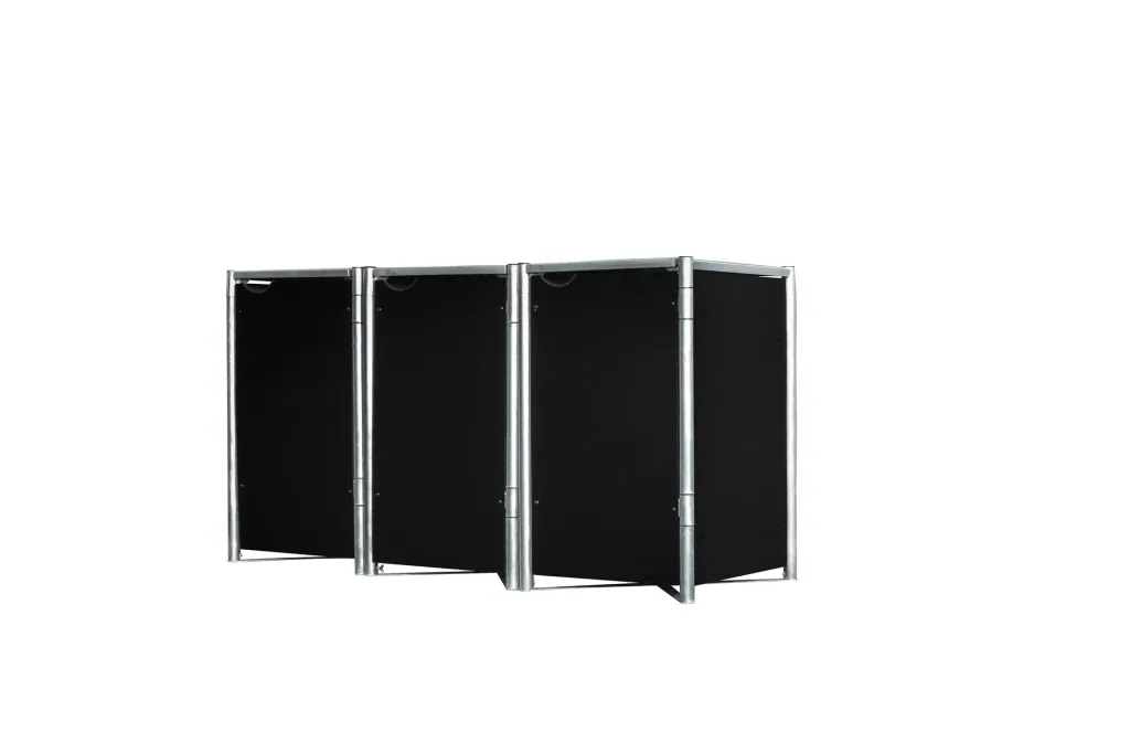 Mülltonnenbox 3er Box, Kunststoff schwarz, für 240 l Tonnen