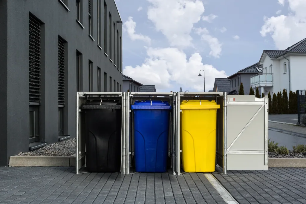 Mülltonnenbox 3er Box, Kunststoff schwarz, für 240 l Tonnen