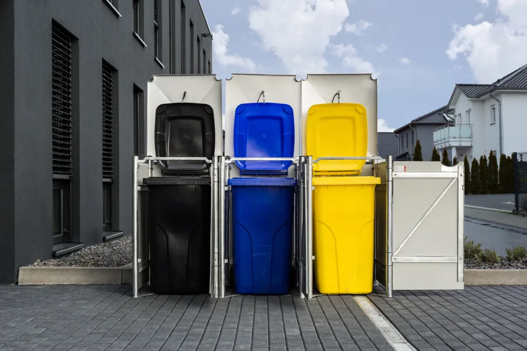 Mülltonnenbox 3er Box, Kunststoff schwarz, für 240 l Tonnen