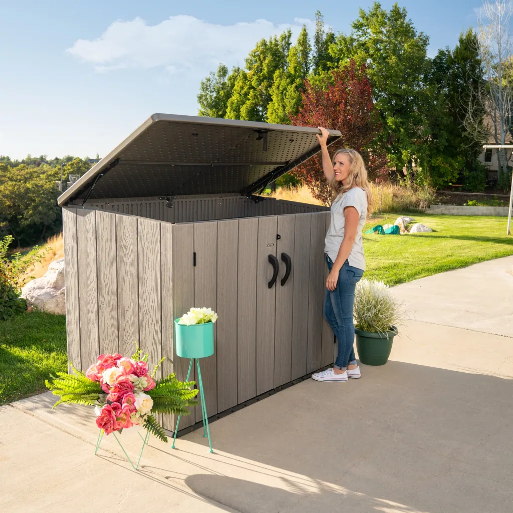 Lifetime Mülltonnenbox grau/braun