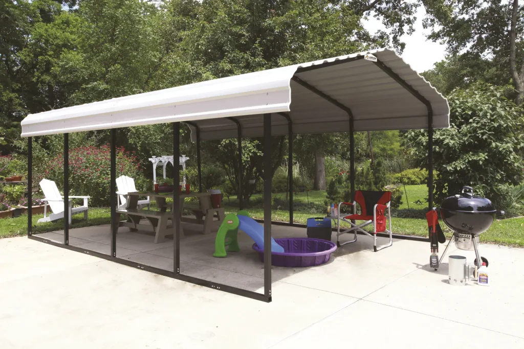Stahlcarport Neapel 602 x 370 cm, schwarz-gau