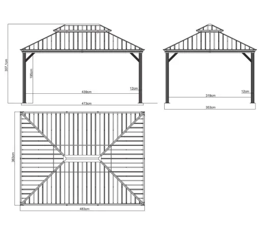 Sojag Vorhang-Set passend zum Pavillon Messina 12x16 champagner