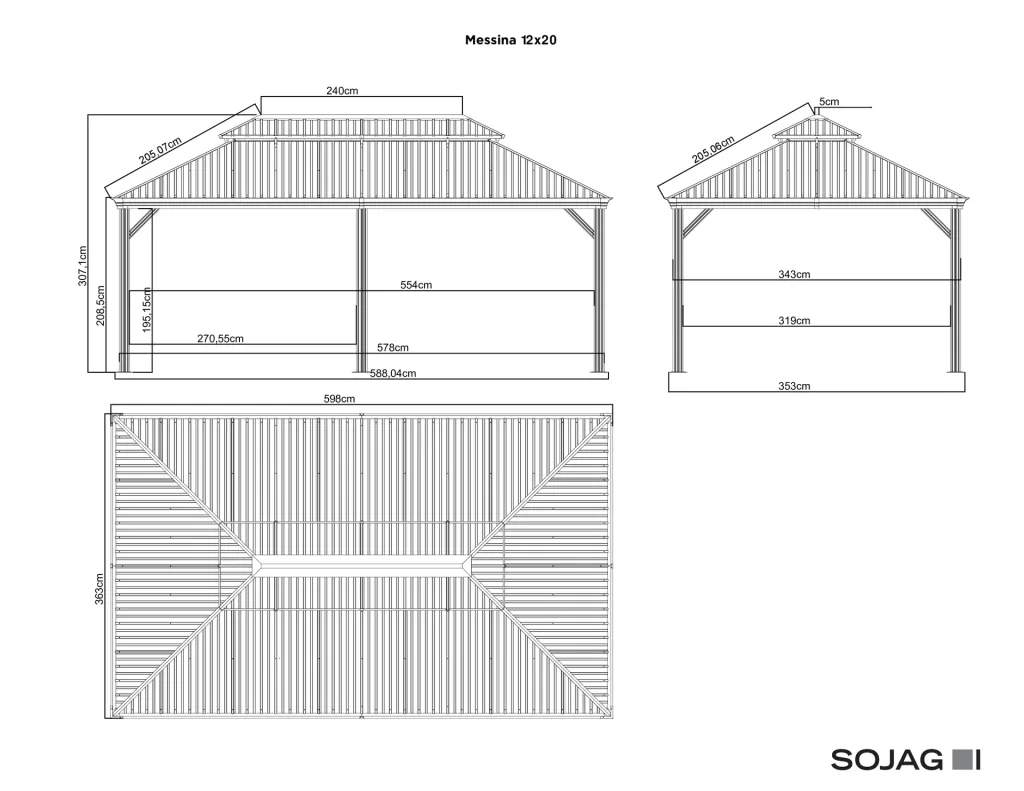 Sojag Vorhang-Set passend zum Pavillon Messina 12x20