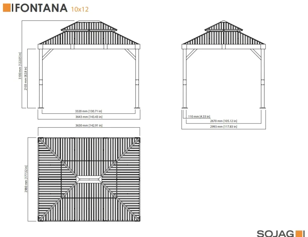 Sojag Pavillon Fontana 10x12, inklusive Moskitonetz