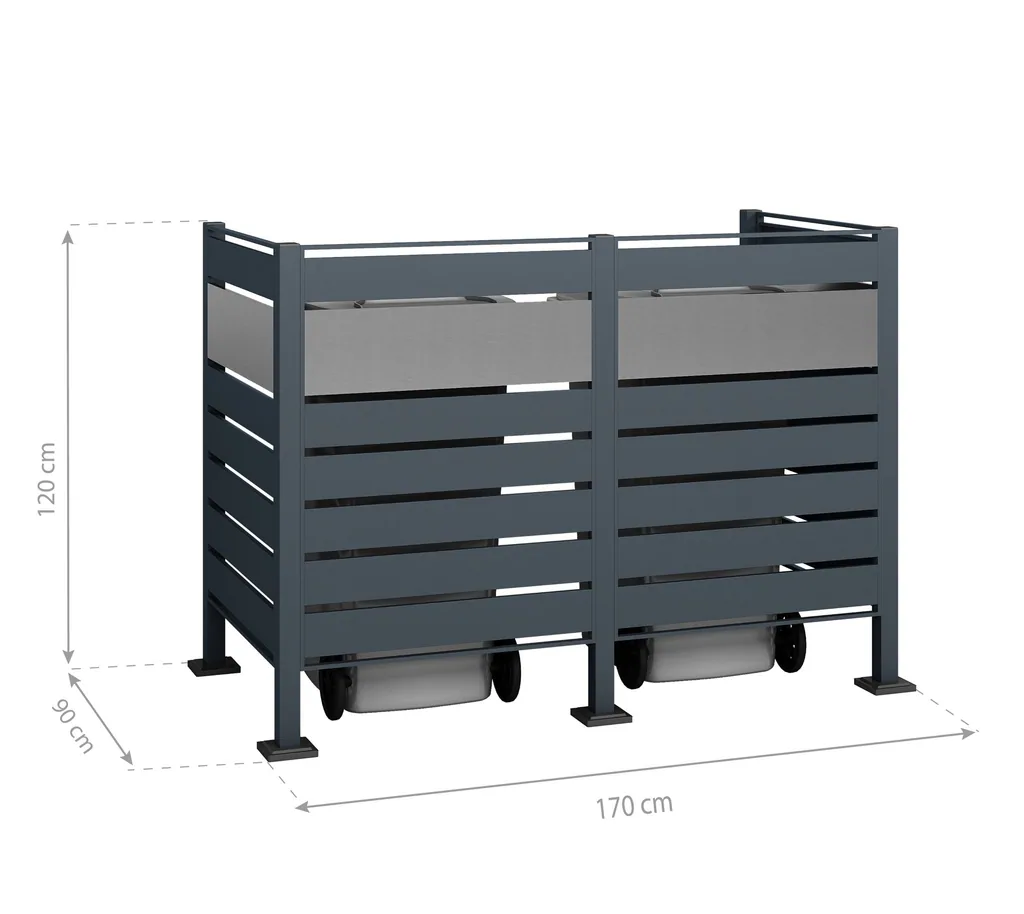 Westmann Mülltonnenverkleidung Planum 2er 120 cm anthrazit (2× 240 L)
