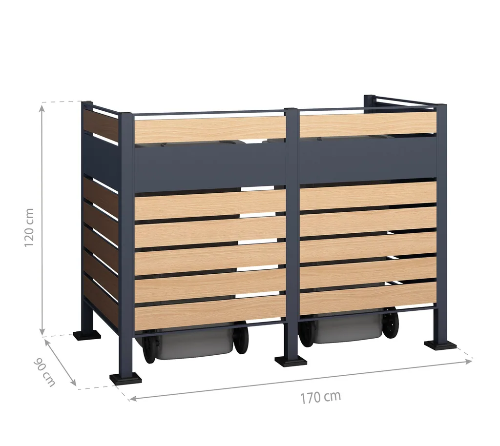 Westmann Mülltonnenverkleidung Planum 2er 120 cm holzoptik (2× 240 L)