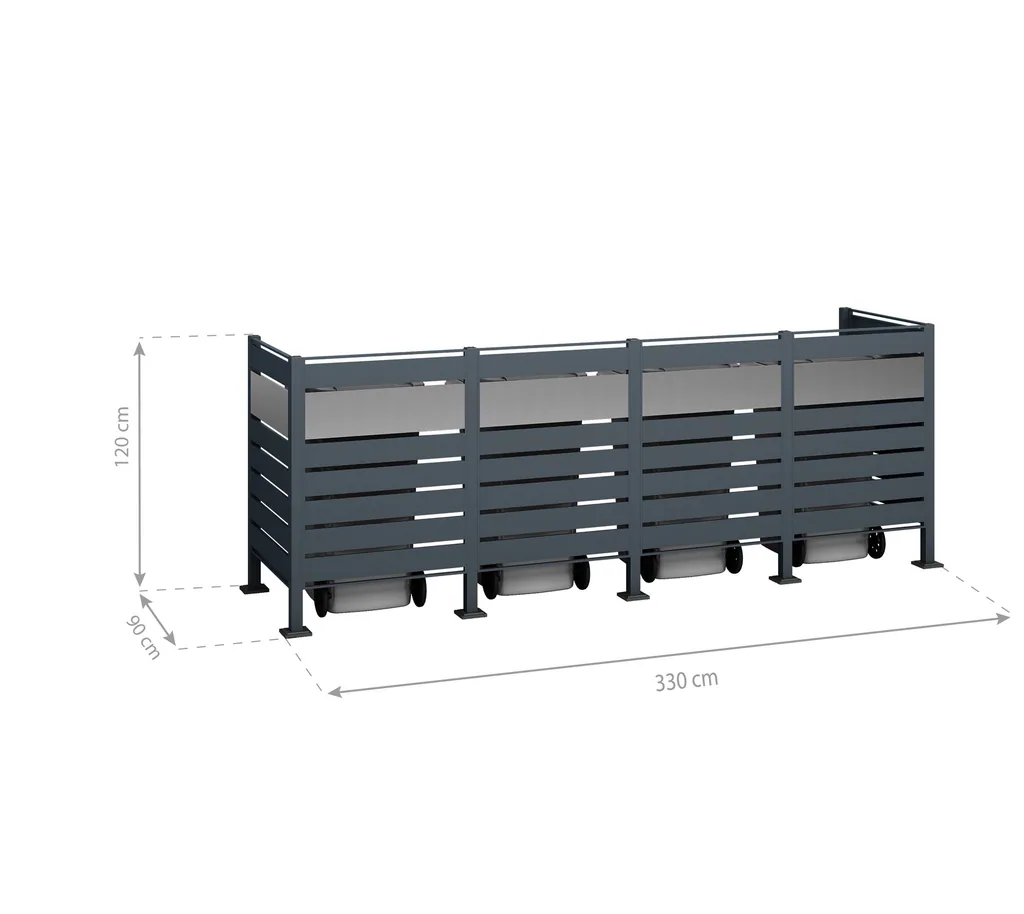 Westmann Mülltonnenverkleidung Planum 4er 120 cm anthrazit (4× 240 L)