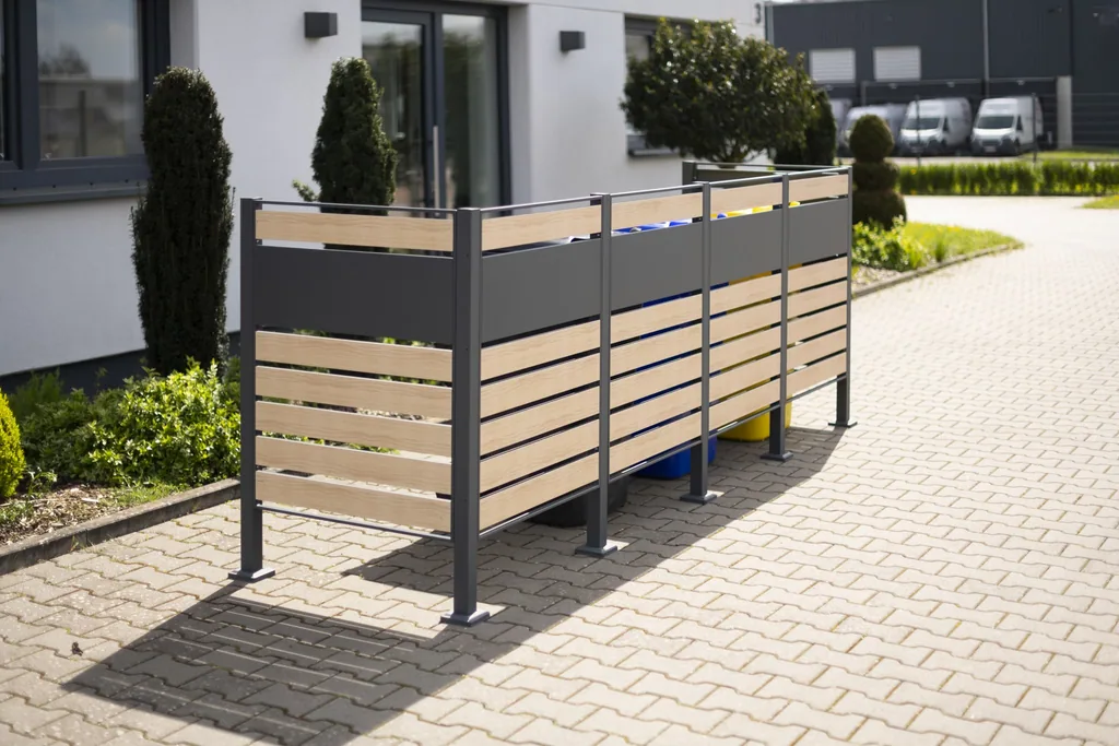 Westmann Mülltonnenverkleidung Planum 4er 120 cm holzoptik (4× 240 L)