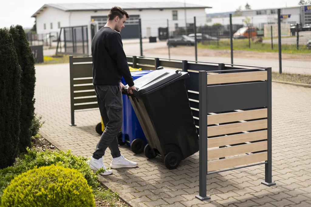 Westmann Mülltonnenverkleidung Planum 5er 120 cm holzoptik (5× 240 L)