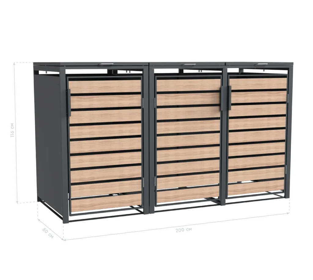 Westmann Mülltonnenbox Lacina 3er holzoptik (3× 240 L)