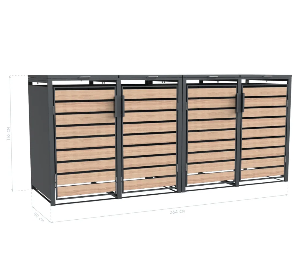 Westmann Mülltonnenbox Lacina 4er holzoptik (4× 240 L)