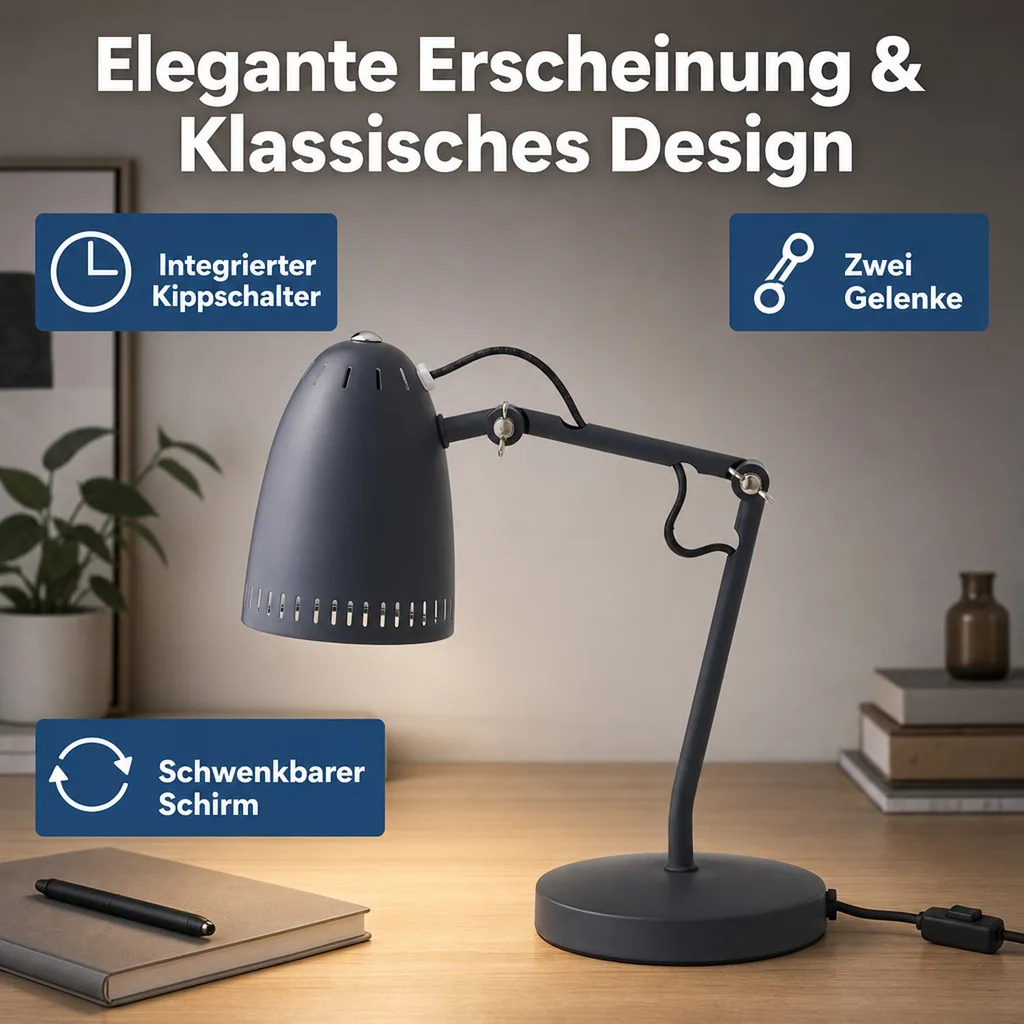 Superliving Schreibtischlampe "Dynamo 345" matt schwarz