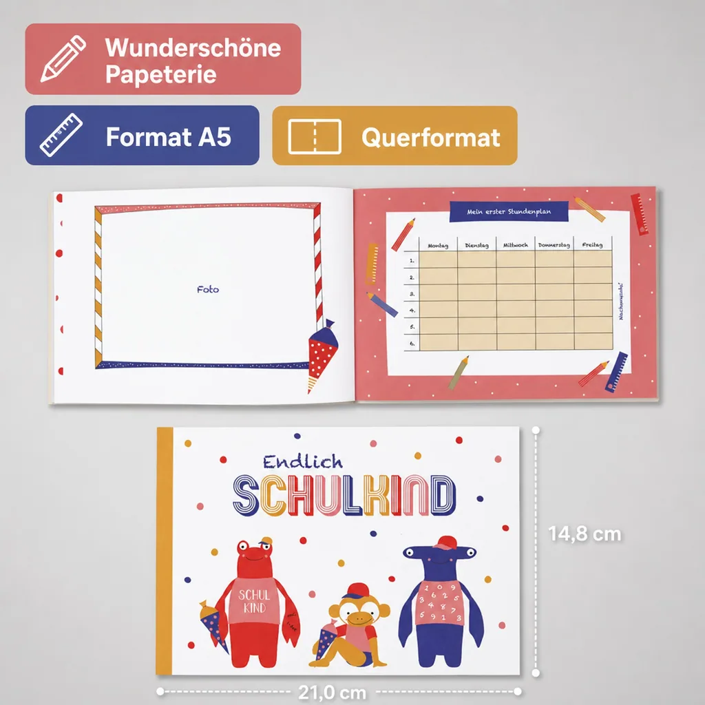 Ava & Yves Erinnerungsbuch "Endlich Schulkind"