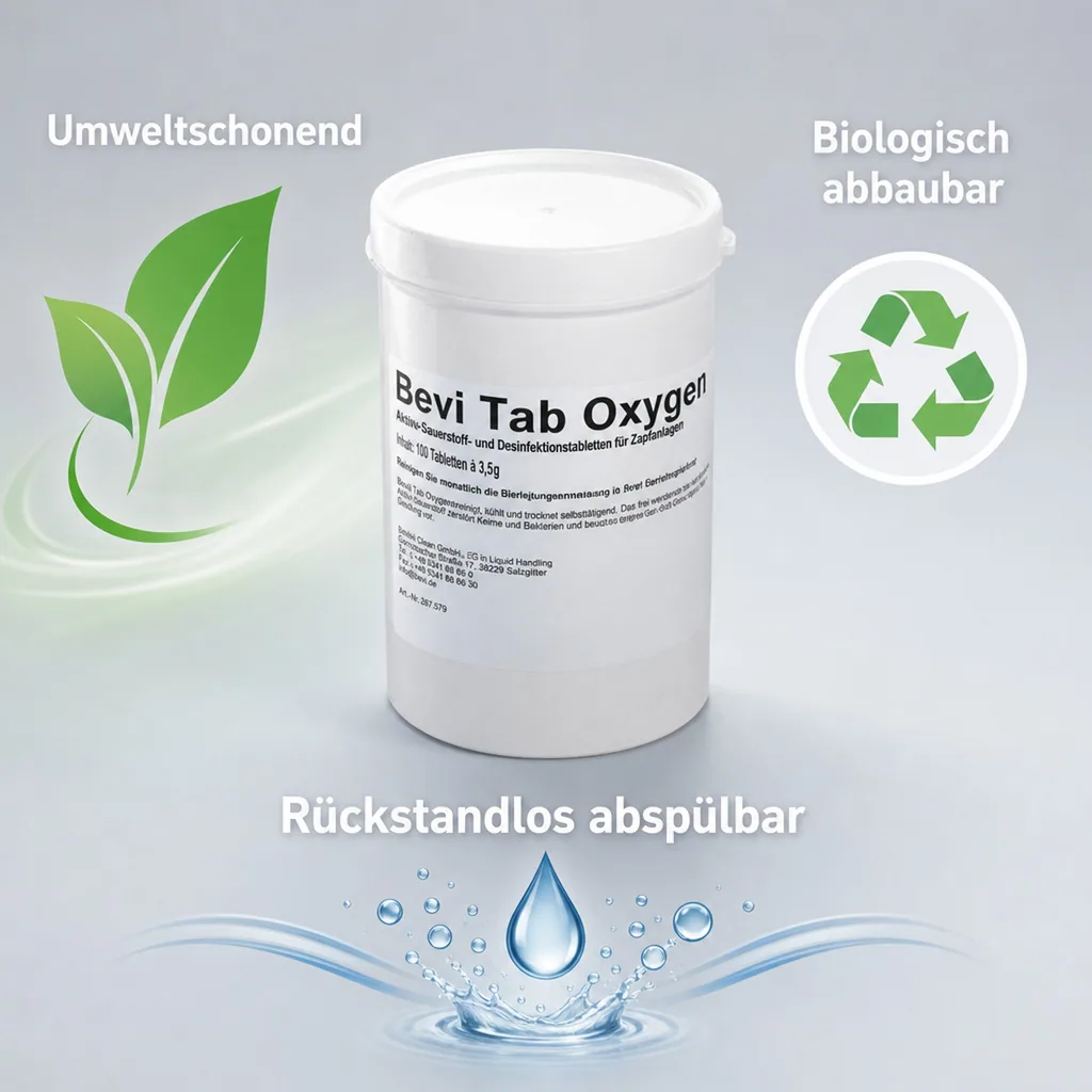 Desinfektionsmittel, Reinigungsmittel für alle Arten von Zapfanlagen - Bevi Oxygen Tab