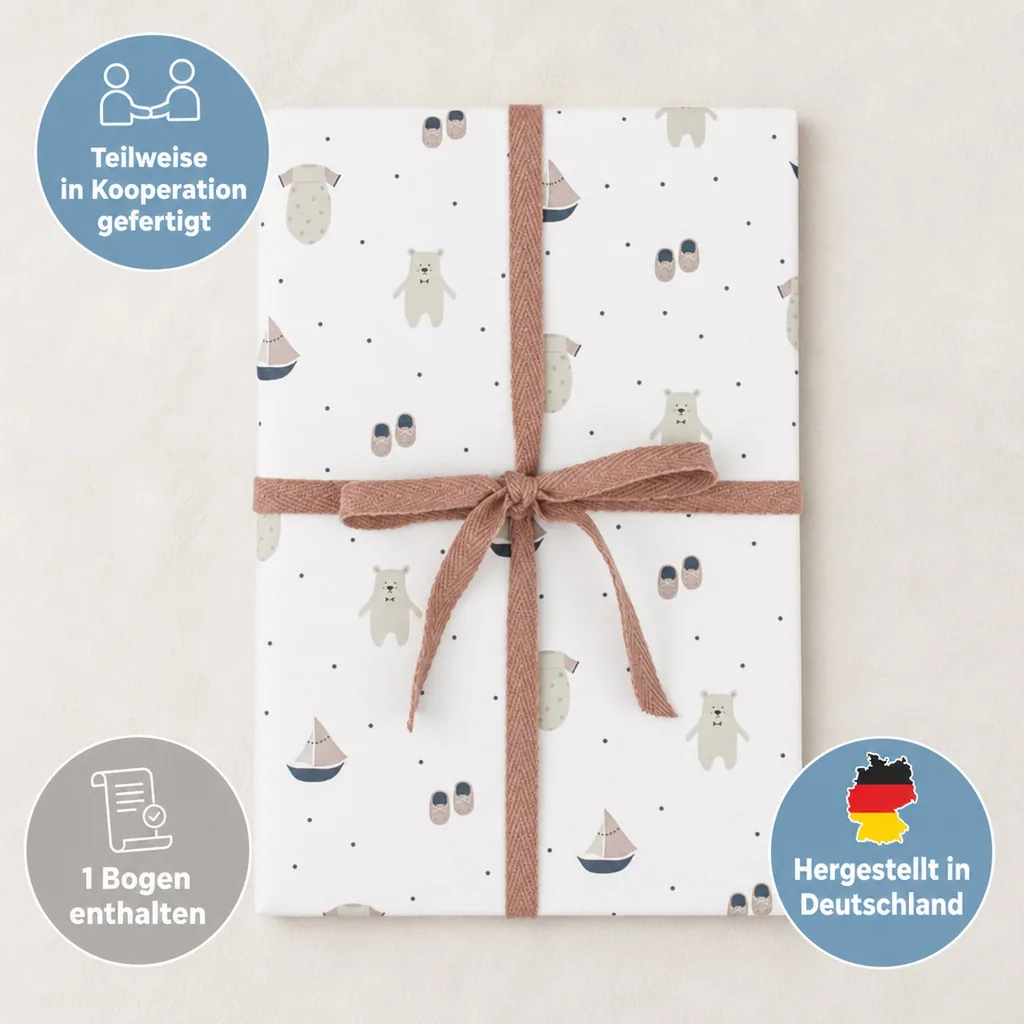 Ava & Yves Geschenkpapier Bär/Schiff/Schuhe