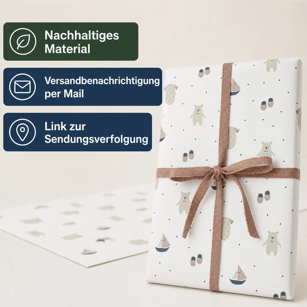 Ava & Yves Geschenkpapier Bär/Schiff/Schuhe