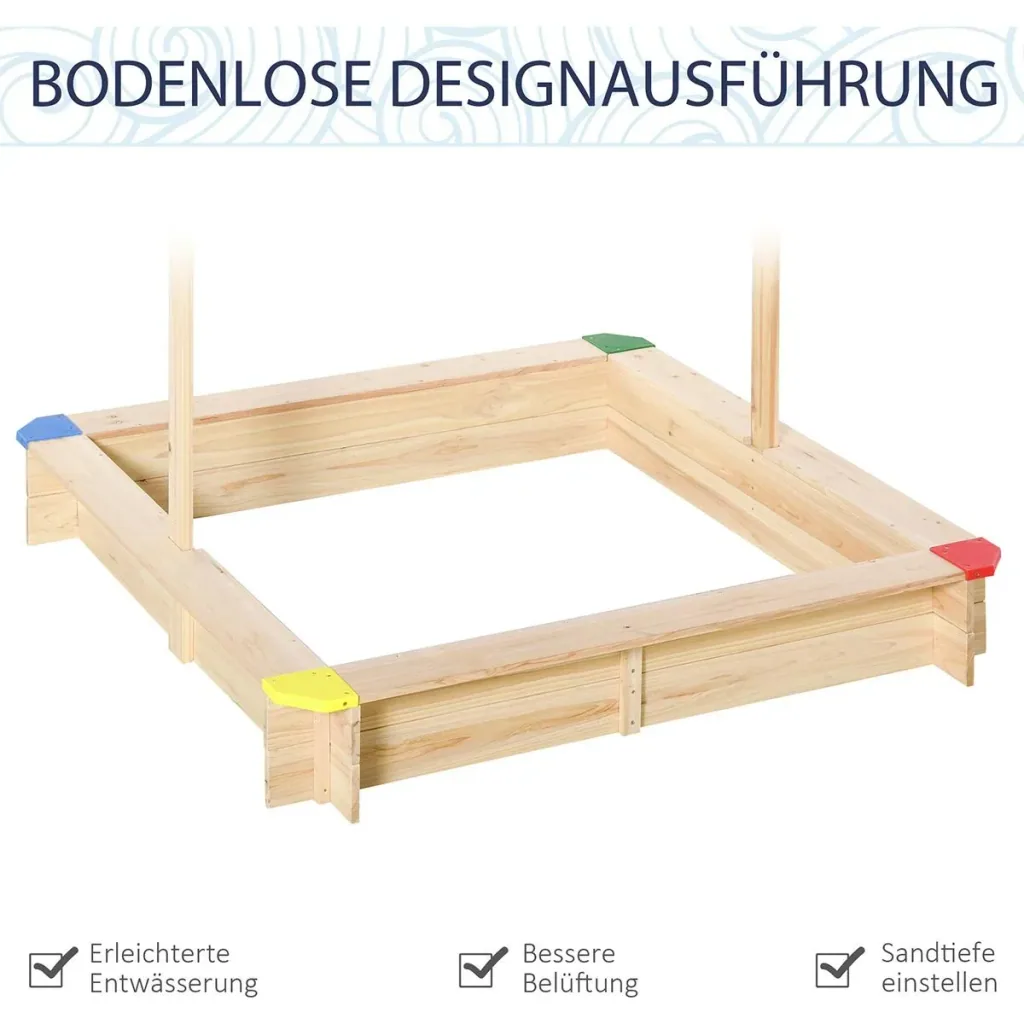 Sandkiste mit verstellbarem Dach naur, blau