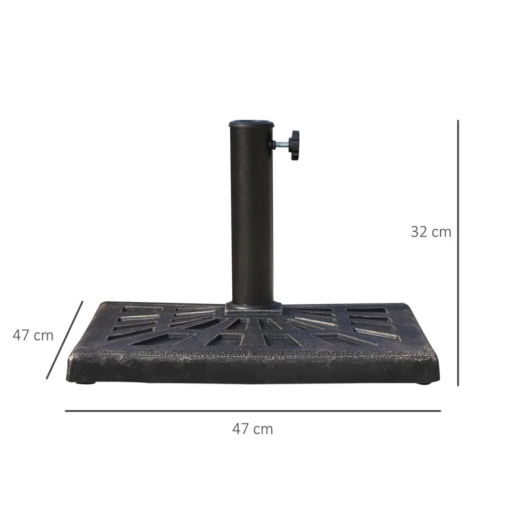Sonnenschirmständer 15 kg Schirmhalter Regenschirm Base für Ø38 mm Ø48 mm Kunstharz Schwarz 47 x47 x 32 cm