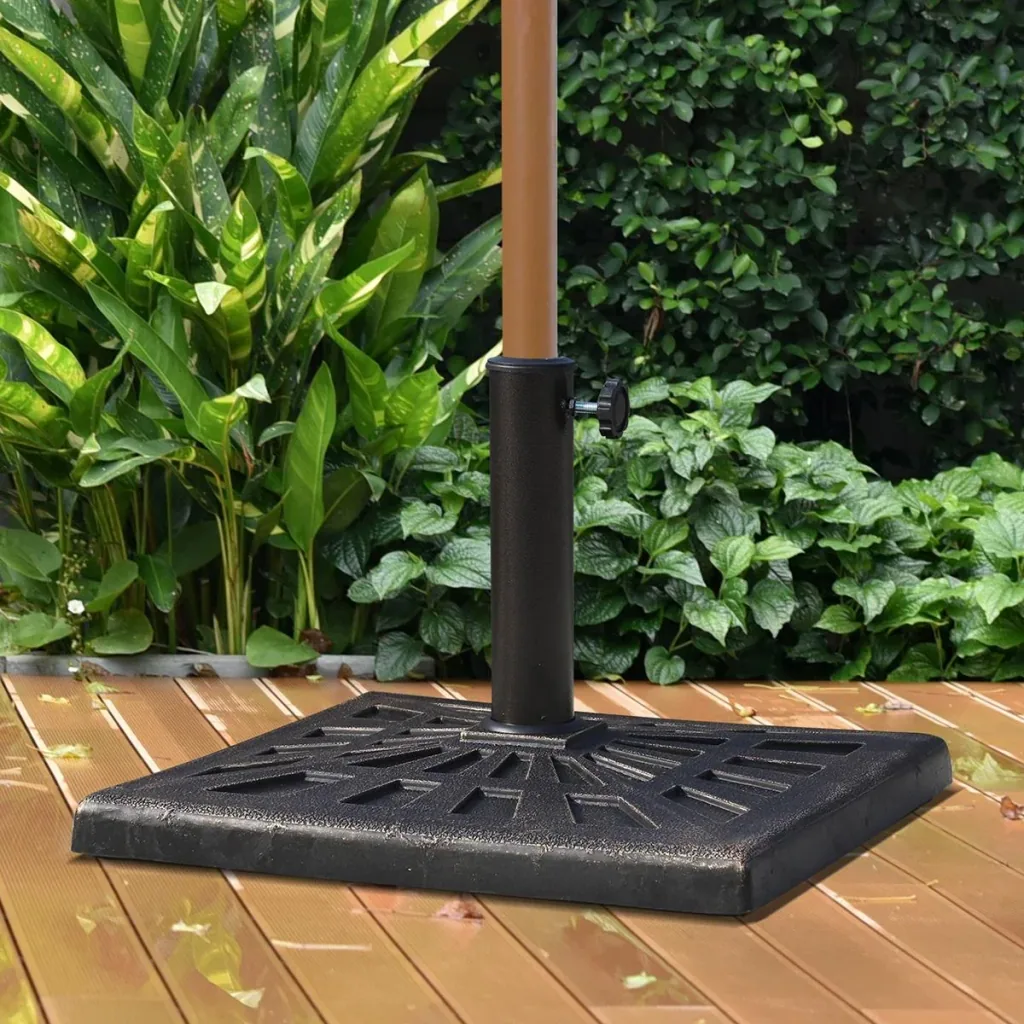 Sonnenschirmständer 15 kg Schirmhalter Regenschirm Base für Ø38 mm Ø48 mm Kunstharz Schwarz 47 x47 x 32 cm