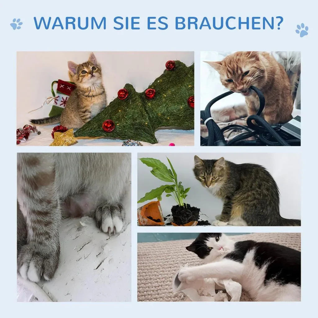 Katzenkratzbaum Katzenbaum Katzenspielzeug Kletterbaum Sisal Polster Liegefläche mit Ball Grau 71,5 x 49,5 x 120 cm
