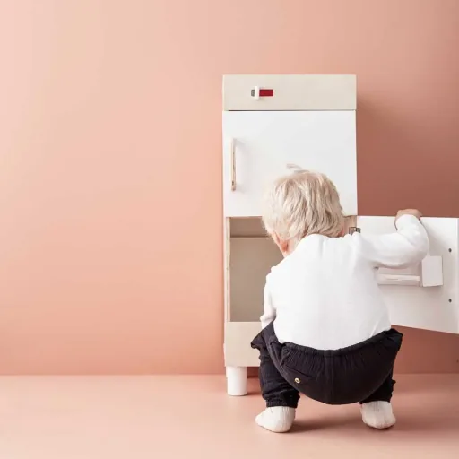 Kids Concept Kühlschrank Holz weiss mit natur