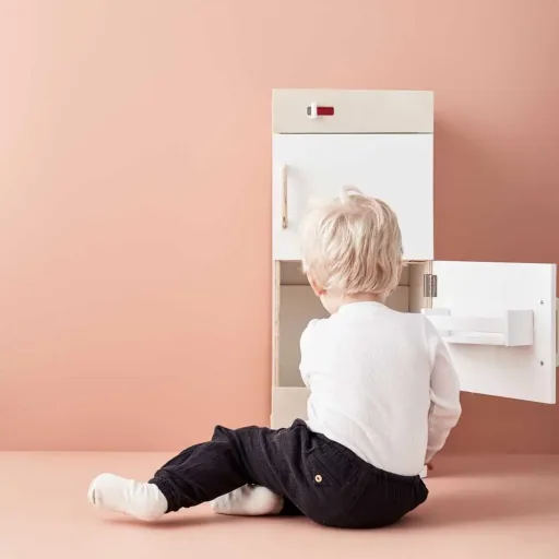 Kids Concept Kühlschrank Holz weiss mit natur