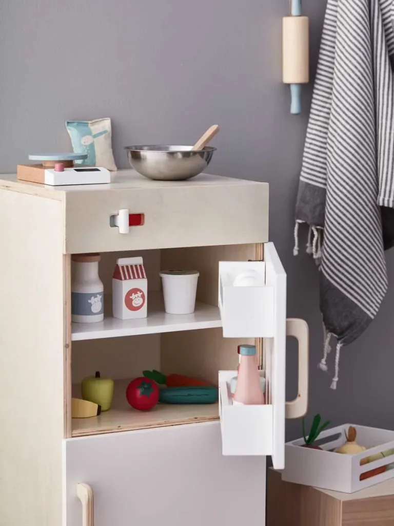 Kids Concept Kühlschrank Holz weiss mit natur