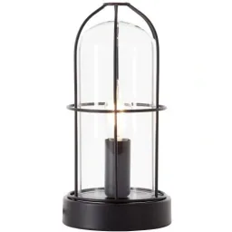 Tischleuchte Storm bundesweit mat Holzschwarz glas 40W E14