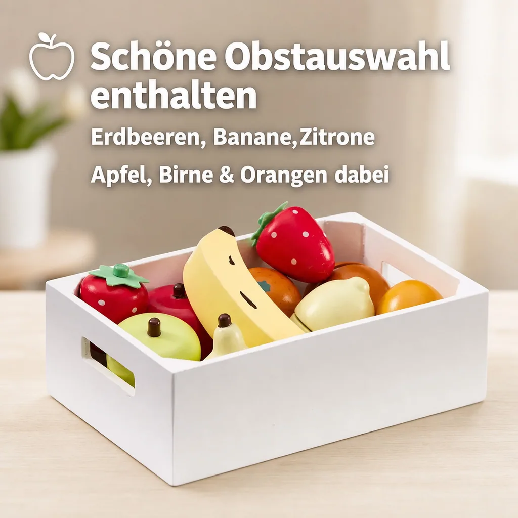 Kids Concept Holzkiste mit Obst für Kinderküchen