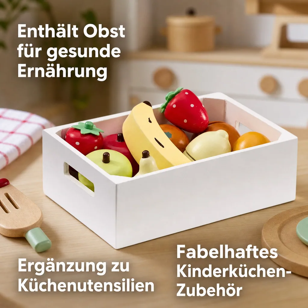 Kids Concept Holzkiste mit Obst für Kinderküchen