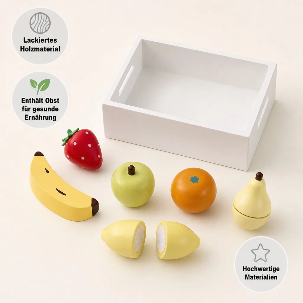 Kids Concept Holzkiste mit Obst für Kinderküchen