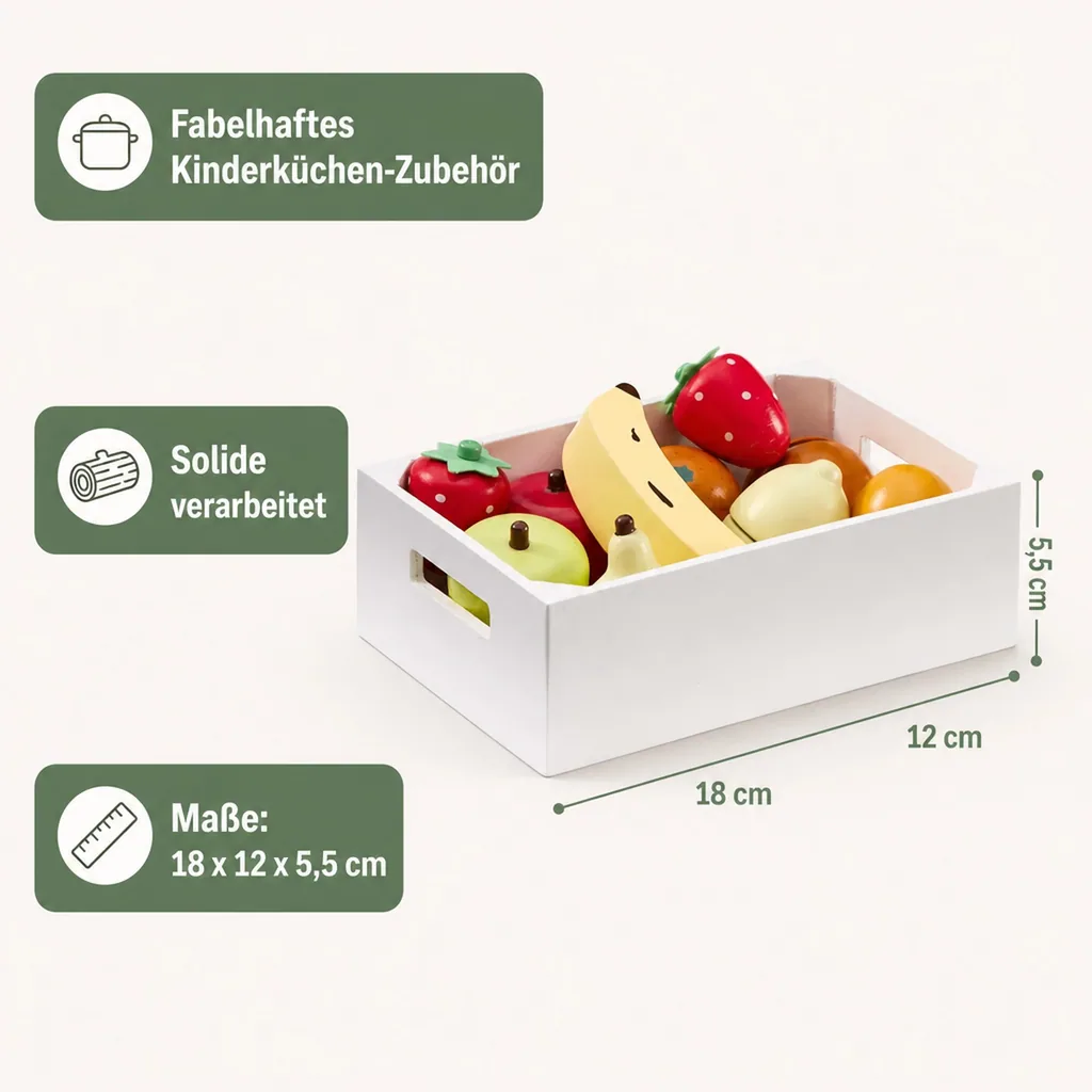 Kids Concept Holzkiste mit Obst für Kinderküchen
