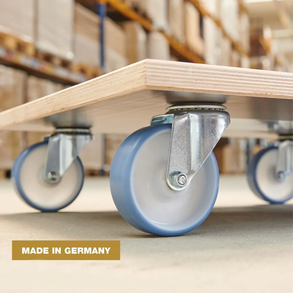 Transporthilfe MM 1145, 59 x 49 x 15 cm, softe Rollen Ø 100 mm, Rollenlager, Platte Maxigrip FSC®, Tragkraft 500 kg