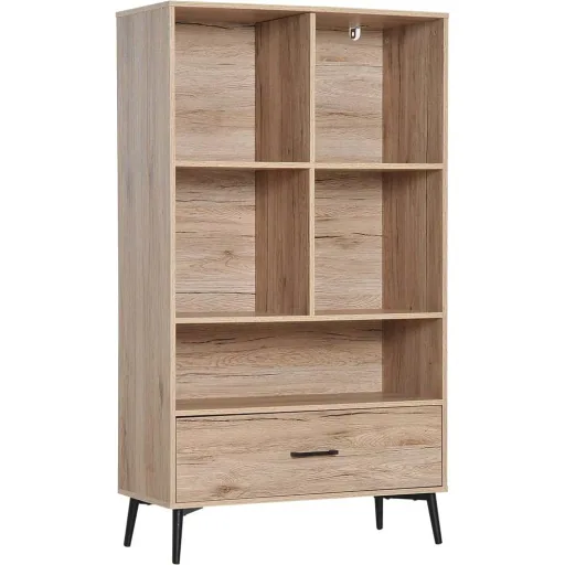 Bücherregal Wandregal Standregal 5 Fächer Eichenholz