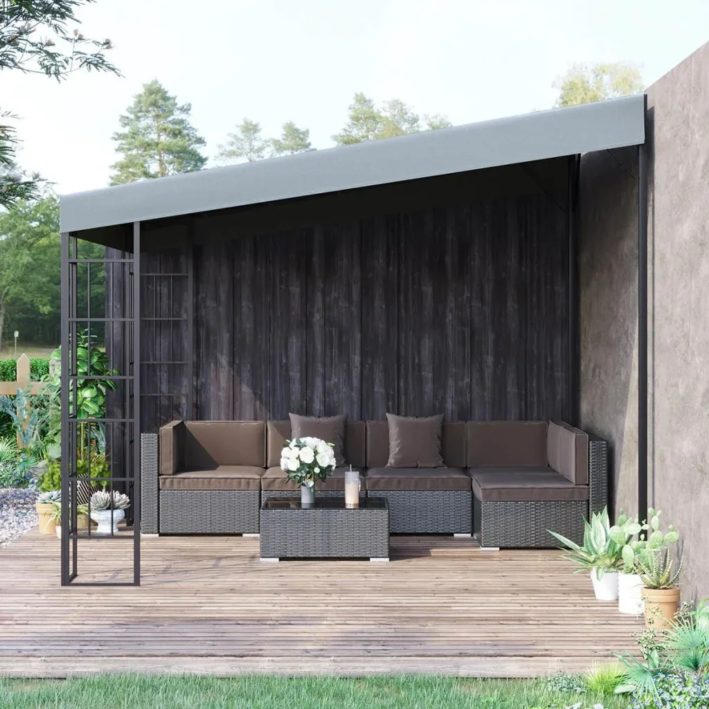 Pavillon 4 x 3 m Partyzelt Stahl Polyester Grau