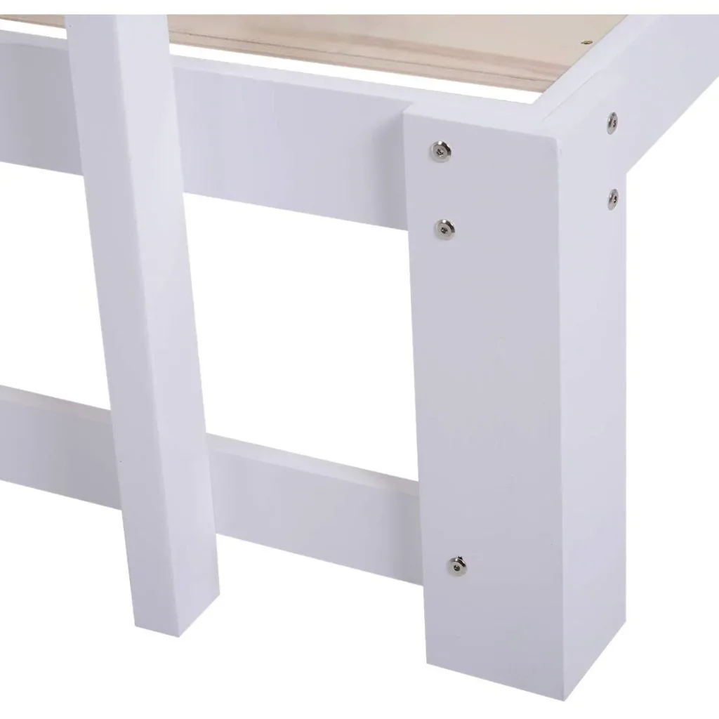 Bett Holzbett Bettgestell Doppelbett Kiefer massiv inkl. Lattenrost einfache Montage mit Stauraum Weiß 214 x 165 x 82 cm
