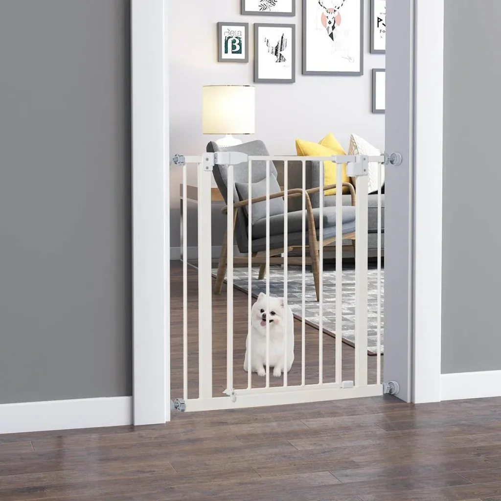 Türschutzgitter ohne bohren 74-80 cm einstellbar Treppenschutzgitter Absperrgitter mit Doppelter Verschluss Hunde Absper