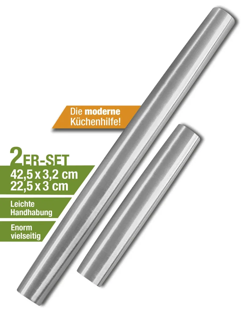 Edelstahl-Teigrollen, 2er-Set