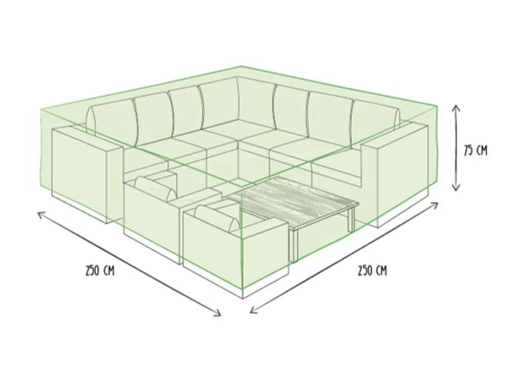 Wasserdichte und UV-beständige Schutzhülle für Gartenmöbel 250 x 250 x 75 cm, große quadratische graue Abdeckung gegen Regen, Staub und Ausbleichen