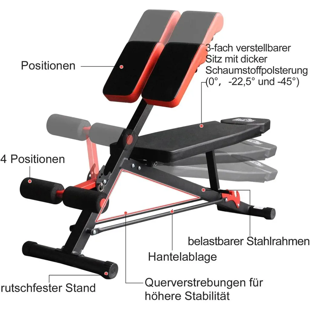 Multifunktionale Trainingsbank schwarz/rot