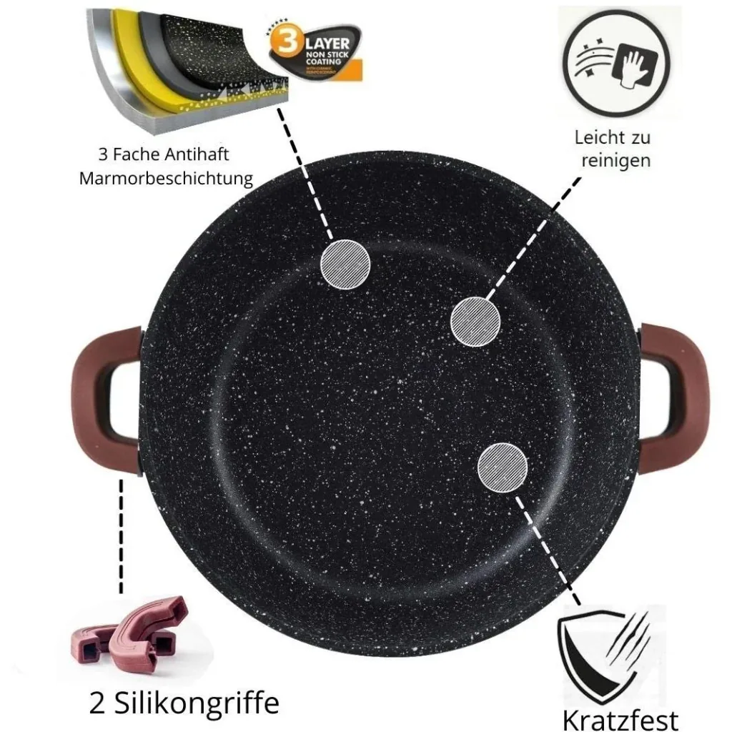 Bratentopf/Bräter - mit Deckel - 28 cm - Burgunderrot