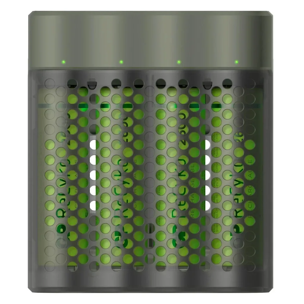 USB Schnellladeadegerät für 4 AA / AAA NiMH Akkus inklusive 4 Stück ReCyko Mignon (AA) NiMH Akkus mit 2600 mAh
