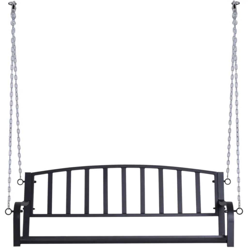 Hängebank 2-Sitzer Gartenschaukel Schaukelbank Schwebebank mit Ketten Metall Schwarz 128 x 63 x 47 cm