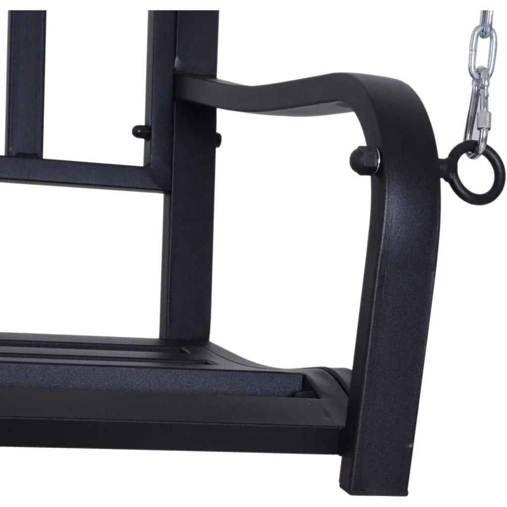 Hängebank 2-Sitzer Gartenschaukel Schaukelbank Schwebebank mit Ketten Metall Schwarz 128 x 63 x 47 cm