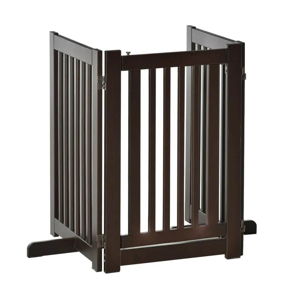 Absperrgitter für Hunde Schutzgitter Hundegitter Türschutzgitter Dunkelbraun 155 x 1,5 x 76 cm