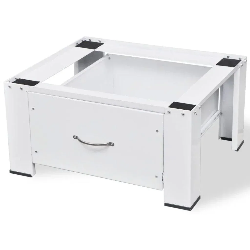 Standsäule für Waschmaschine mit Schublade weiß