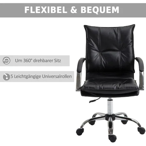 Bürostuhl Drehstuhl höhenverstellbar rollbar ergonomisch PU schwarz 64 x 57 x (91 101) cm