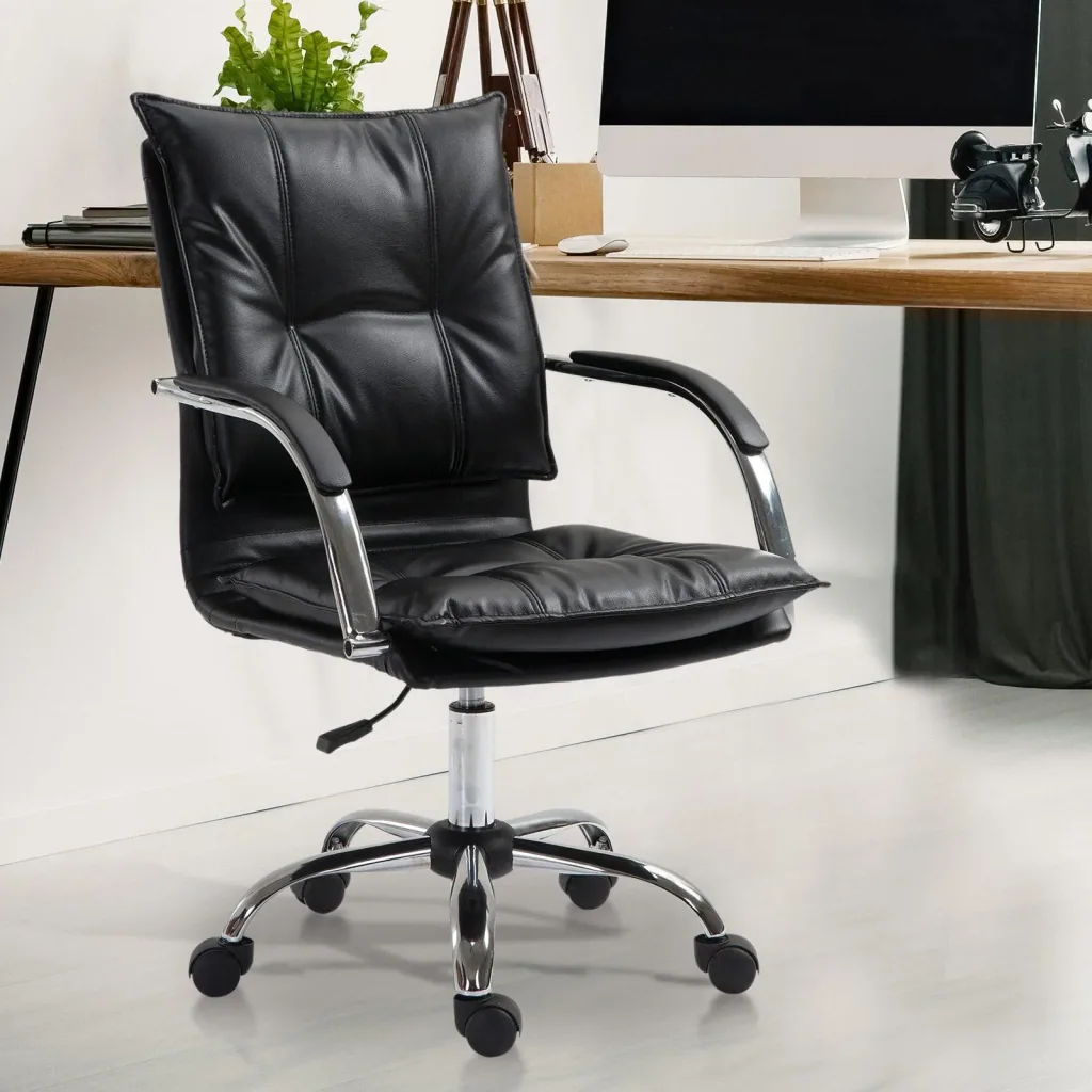 Bürostuhl Drehstuhl höhenverstellbar rollbar ergonomisch PU schwarz 64 x 57 x (91 101) cm